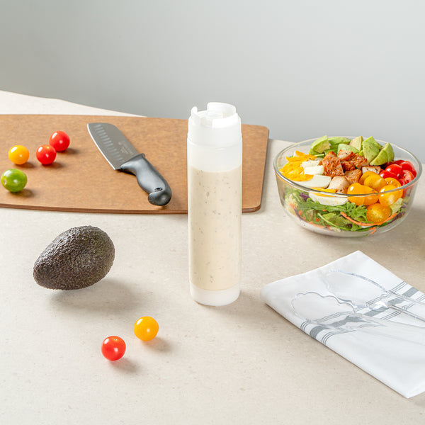 Restaurantware First In First Out 16 Oz Clear Plastic Squeeze Bottle - Inverted Refill & Dispensing Lid - 2 1/4" X 2 1/4" X 8 3/4" - 1 Count Box