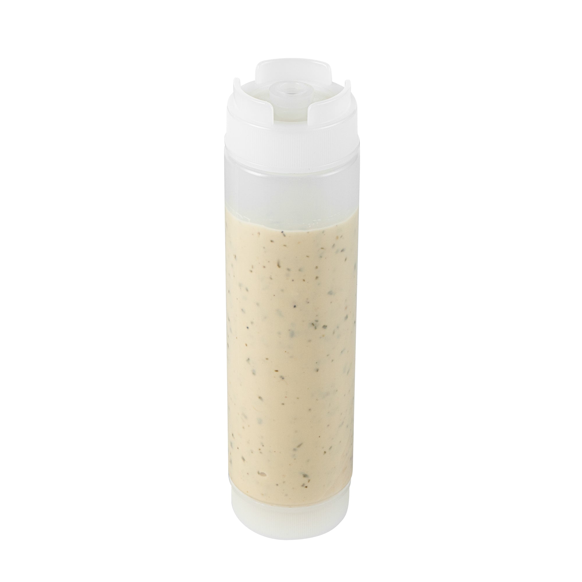 restaurantware First In First Out 16 oz Clear Plastic Squeeze Bottle - Inverted Refill & Dispensing Lid - 2 1/4" x 2 1/4" x 8 3/4" - 1 count box