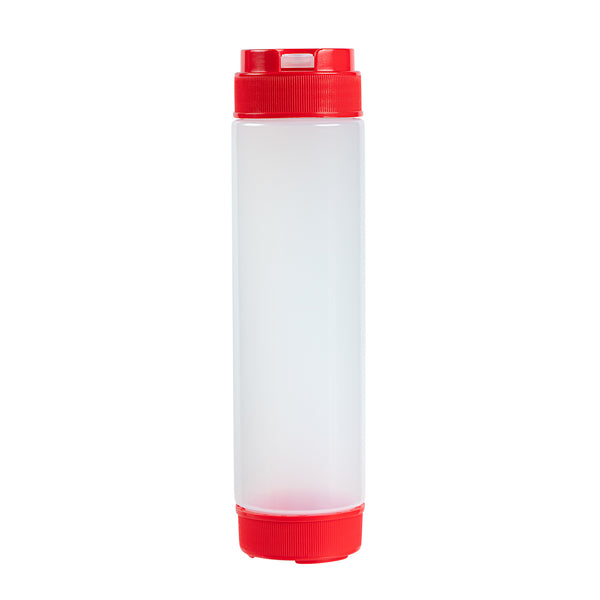 Restaurantware First In First Out 16 Oz Red Plastic Squeeze Bottle - Inverted Refill & Dispensing Lid - 2 1/4" X 2 1/4" X 8 3/4" - 1 Count Box