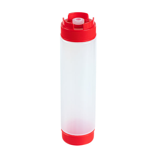 Restaurantware First In First Out 16 Oz Red Plastic Squeeze Bottle - Inverted Refill & Dispensing Lid - 2 1/4" X 2 1/4" X 8 3/4" - 1 Count Box