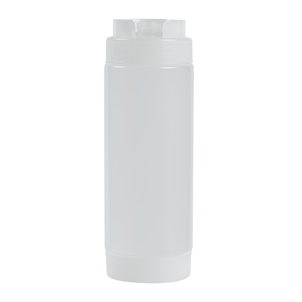 Restaurantware First In First Out 20 Oz Clear Plastic Squeeze Bottle - Inverted Refill & Dispensing Lid - 2 3/4" X 2 3/4" X 7 3/4" - 1 Count Box