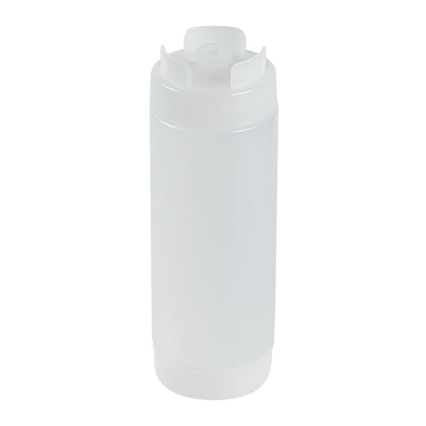 Restaurantware First In First Out 20 Oz Clear Plastic Squeeze Bottle - Inverted Refill & Dispensing Lid - 2 3/4" X 2 3/4" X 7 3/4" - 1 Count Box