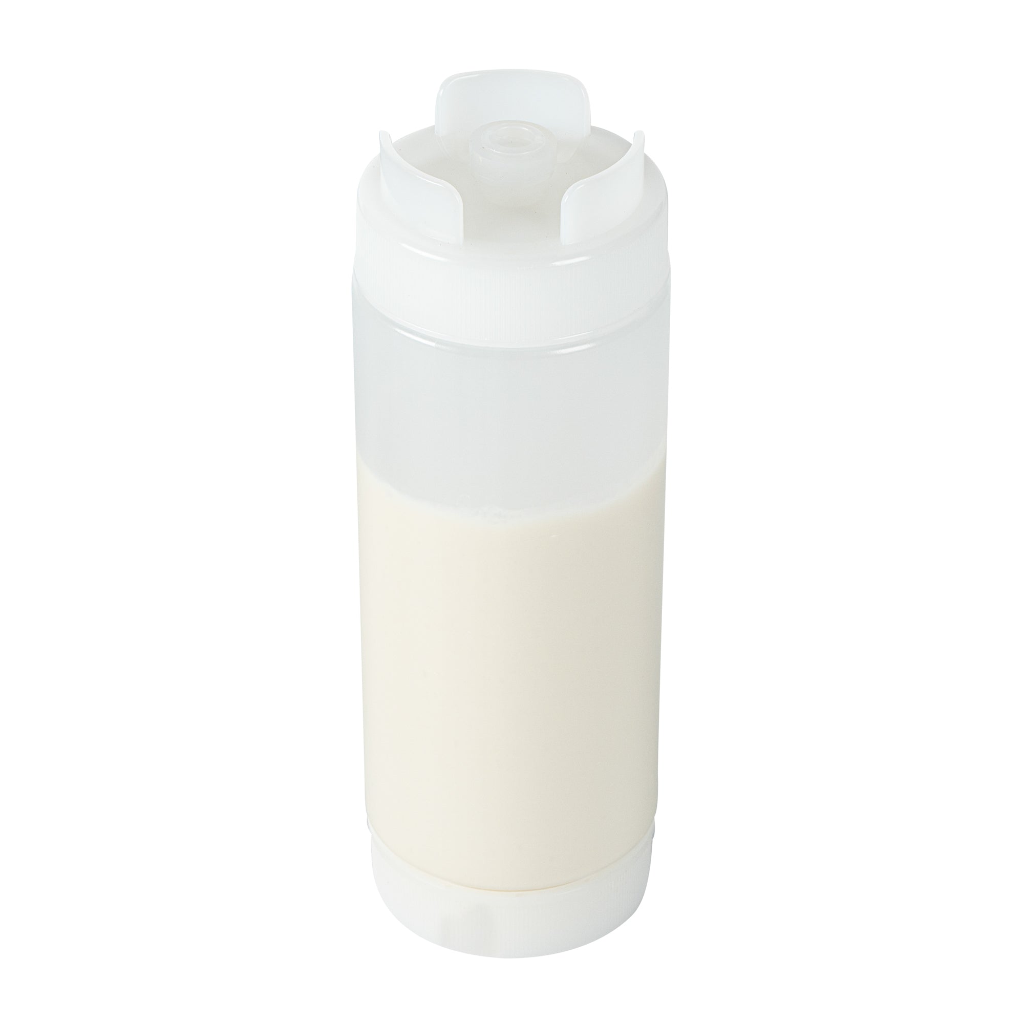 restaurantware First In First Out 20 oz Clear Plastic Squeeze Bottle - Inverted Refill & Dispensing Lid - 2 3/4" x 2 3/4" x 7 3/4" - 1 count box