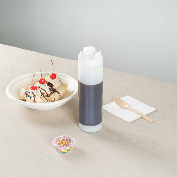 Restaurantware First In First Out 24 Oz Clear Plastic Squeeze Bottle - Inverted Refill & Dispensing Lid - 2 3/4" X 2 3/4" X 9 1/4" - 1 Count Box