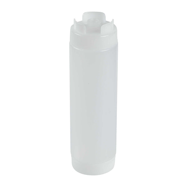 Restaurantware First In First Out 24 Oz Clear Plastic Squeeze Bottle - Inverted Refill & Dispensing Lid - 2 3/4" X 2 3/4" X 9 1/4" - 1 Count Box