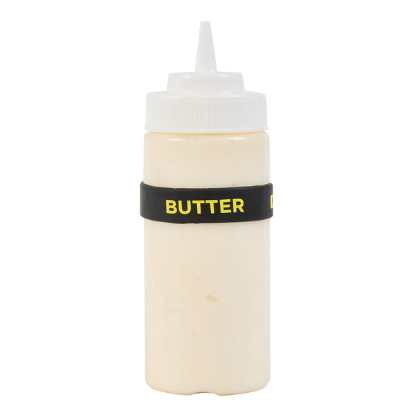 Restaurantware First In First Out Black Silicone Butter Label Band - Fits 16 20 And 24 Oz Squeeze Bottles - 10 Count Box