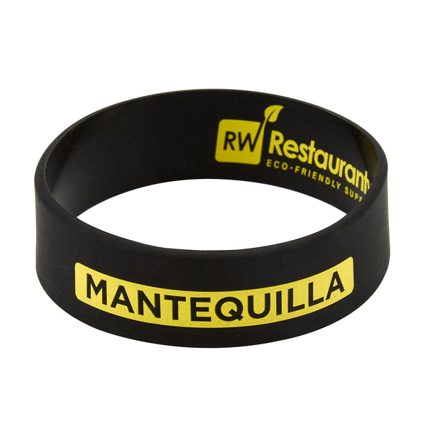 Restaurantware First In First Out Black Silicone Butter Label Band - Fits 16 20 And 24 Oz Squeeze Bottles - 10 Count Box