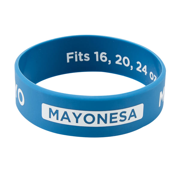 Restaurantware First In First Out Blue Silicone Mayo Label Band - Fits 16 20 And 24 Oz Squeeze Bottles - 10 Count Box