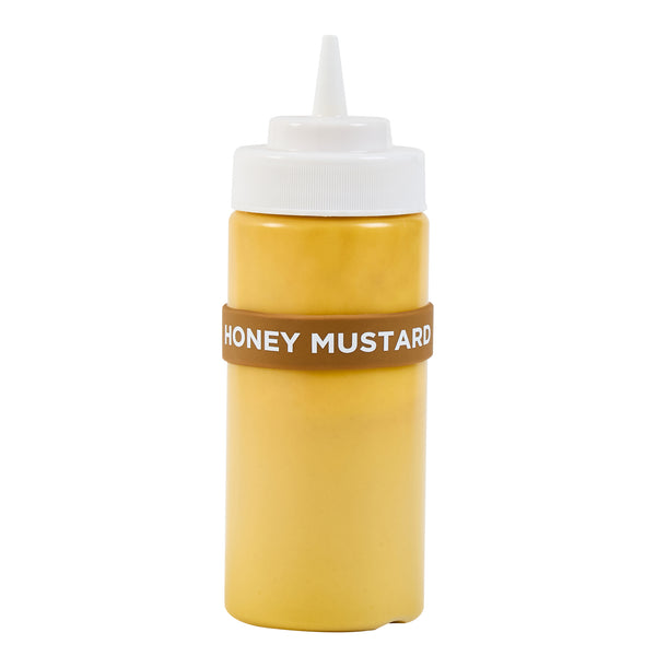 Restaurantware First In First Out Brown Silicone Honey Mustard Label Band - Fits 16 20 And 24 Oz Squeeze Bottles - 10 Count Box