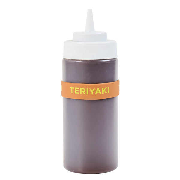 Restaurantware First In First Out Brown Silicone Teriyaki Label Band - Fits 16 20 And 24 Oz Squeeze Bottles - 10 Count Box