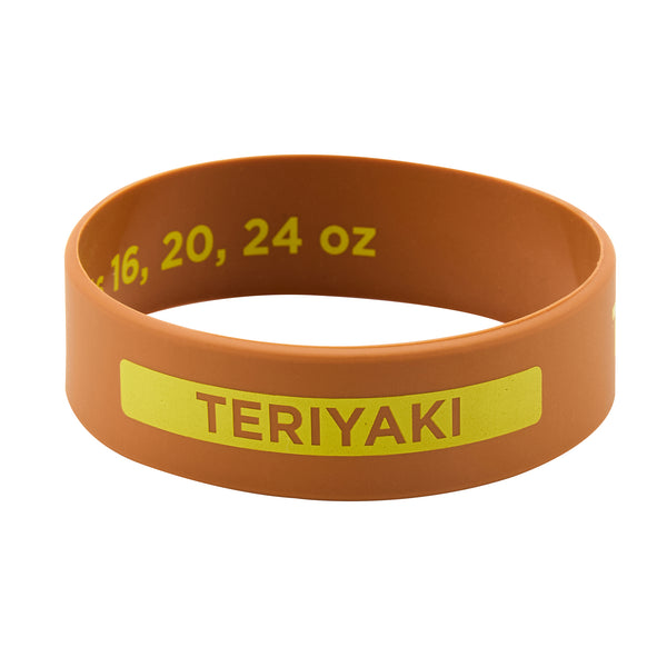 Restaurantware First In First Out Brown Silicone Teriyaki Label Band - Fits 16 20 And 24 Oz Squeeze Bottles - 10 Count Box