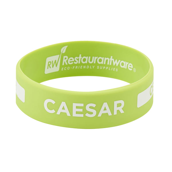 Restaurantware First In First Out Green Silicone Caesar Label Band - Fits 16 20 And 24 Oz Squeeze Bottles - 10 Count Box