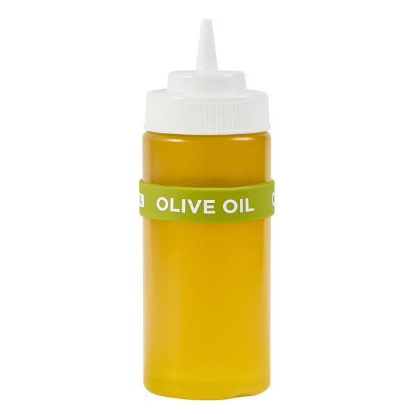 Restaurantware First In First Out Green Silicone Olive Oil Label Band - Fits 16 20 And 24 Oz Squeeze Bottles - 10 Count Box