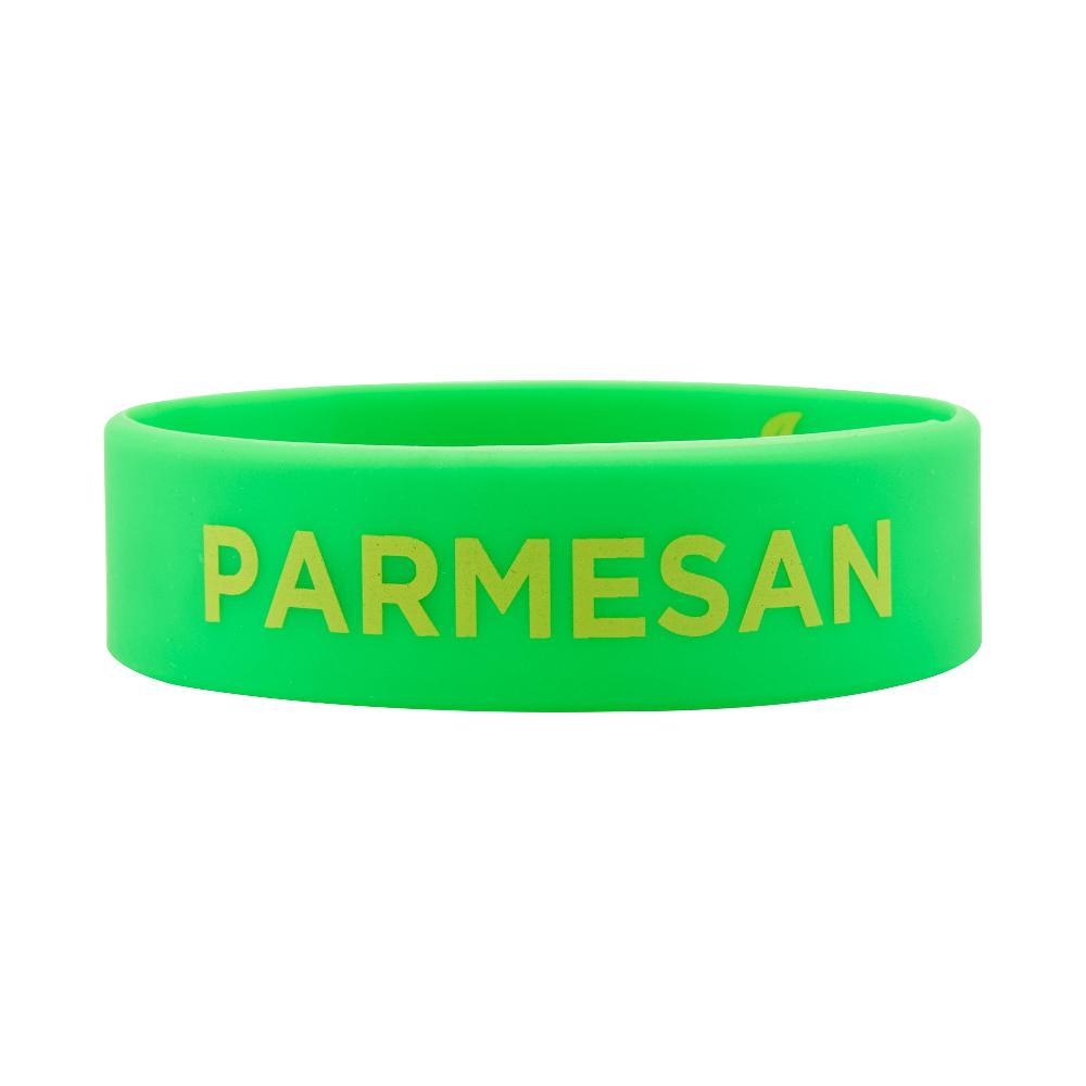 restaurantware First In First Out Green Silicone Parmesan Label Band - Fits 16 20 and 24 oz Squeeze Bottles - 10 count box