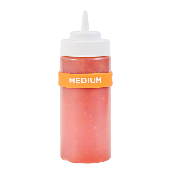 Restaurantware First In First Out Orange Silicone Medium Label Band - Fits 16 20 And 24 Oz Squeeze Bottles - 10 Count Box