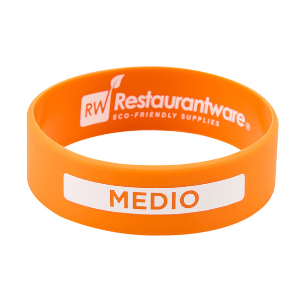 Restaurantware First In First Out Orange Silicone Medium Label Band - Fits 16 20 And 24 Oz Squeeze Bottles - 10 Count Box