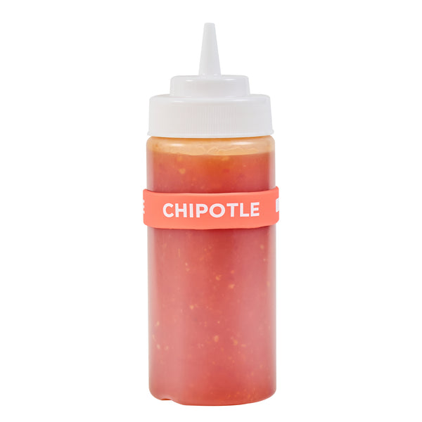 Restaurantware First In First Out Red Silicone Chipotle Label Band - Fits 16 20 And 24 Oz Squeeze Bottles - 10 Count Box