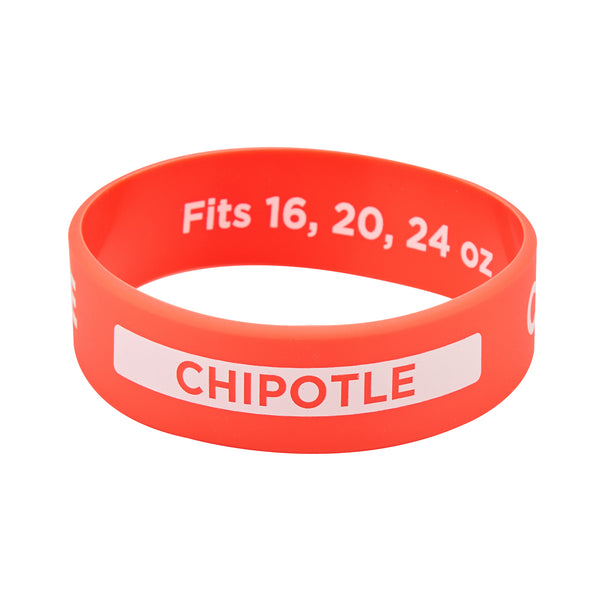 Restaurantware First In First Out Red Silicone Chipotle Label Band - Fits 16 20 And 24 Oz Squeeze Bottles - 10 Count Box