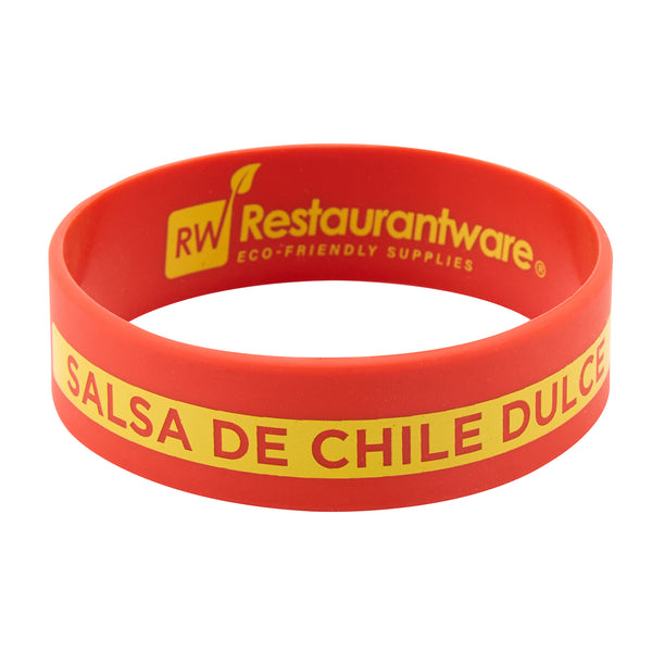 Restaurantware First In First Out Red Silicone Sweet Red Chili Label Band - Fits 16 20 And 24 Oz Squeeze Bottles - 10 Count Box