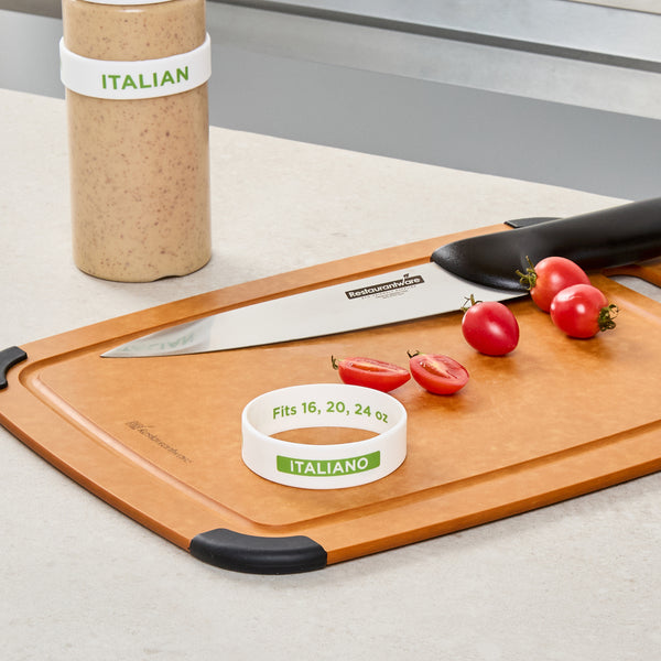 Restaurantware First In First Out White Silicone Italian Label Band - Fits 16 20 And 24 Oz Squeeze Bottles - 10 Count Box