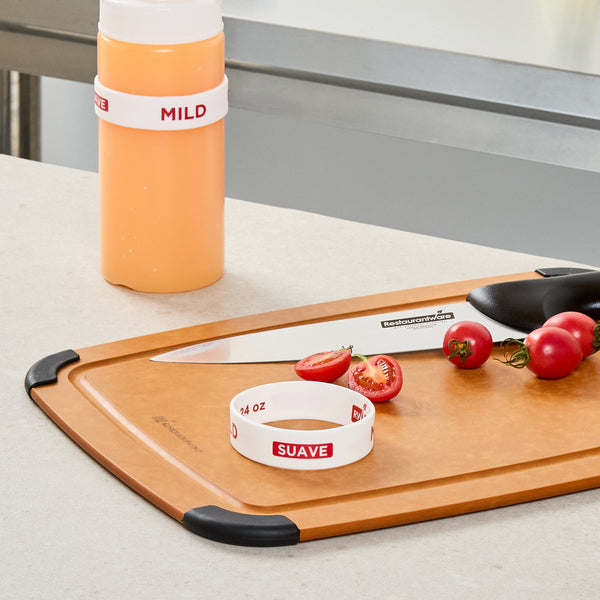 Restaurantware First In First Out White Silicone Mild Label Band - Fits 16 20 And 24 Oz Squeeze Bottles - 10 Count Box