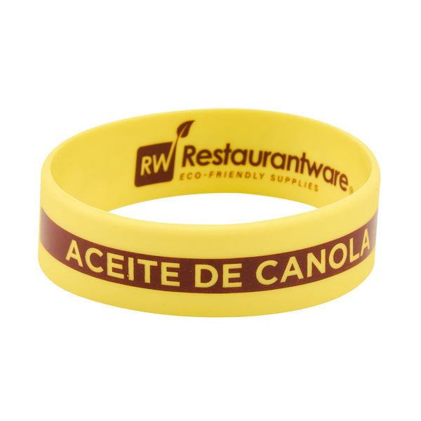 Restaurantware First In First Out Yellow Silicone Canola Oil Label Band - Fits 16 20 And 24 Oz Squeeze Bottles - 10 Count Box