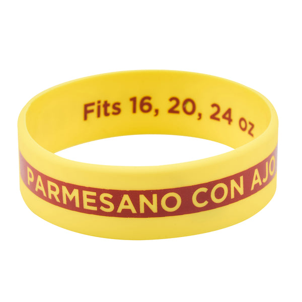 Restaurantware First In First Out Yellow Silicone Garlic Parmesan Label Band - Fits 16 20 And 24 Oz Squeeze Bottles - 10 Count Box