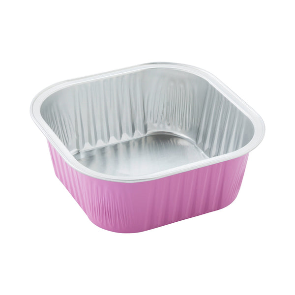 Restaurantware Foil Lux 10 Oz Square Pink Aluminum Baking Cup - 4 1/4" X 4 1/4" X 1 1/2" - 100 Count Box