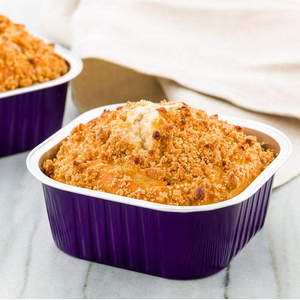 Restaurantware Foil Lux 10 Oz Square Purple Aluminum Baking Cup - 4 1/4" X 4 1/4" X 1 1/2" - 100 Count Box