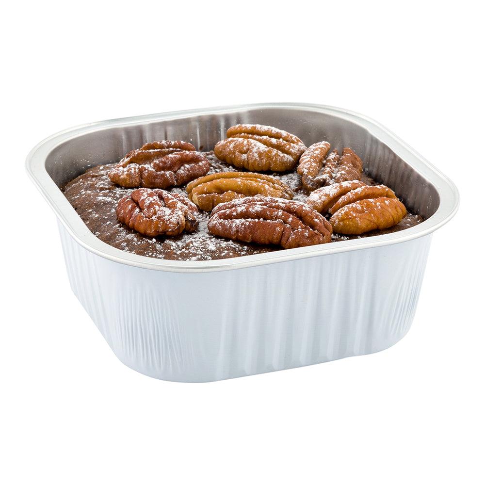 restaurantware Foil Lux 10 oz Square White Aluminum Baking Cup - 4 1/4" x 4 1/4" x 1 1/2" - 100 count box