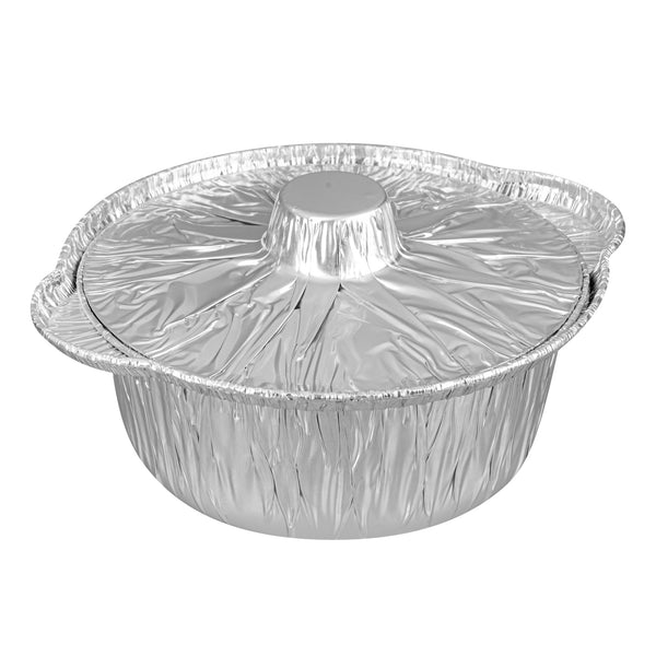 Restaurantware Foil Lux 34 Oz Aluminum Foil Pot - With Lid - 8 1/4" X 7 1/4" X 3" - 100 Count Box