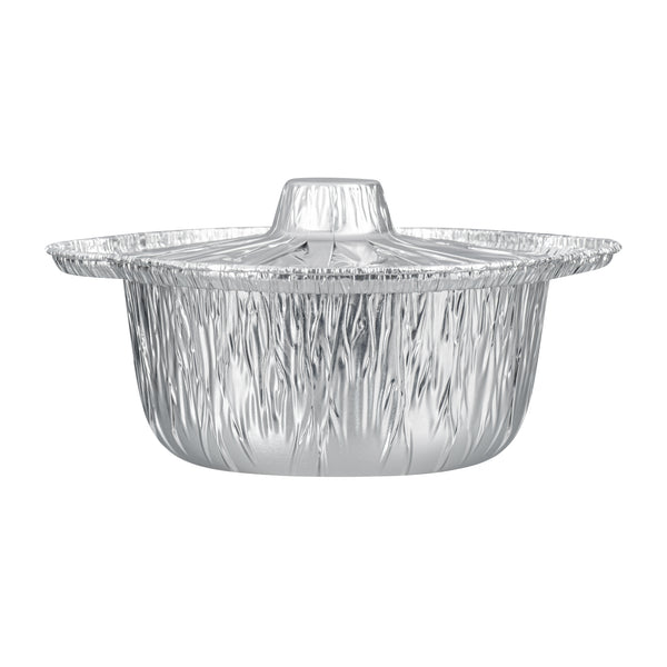 Restaurantware Foil Lux 34 Oz Aluminum Foil Pot - With Lid - 8 1/4" X 7 1/4" X 3" - 100 Count Box