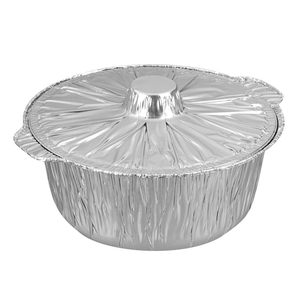 Restaurantware Foil Lux 4 Qt Aluminum Foil Pot - With Lid - 11 1/2" X 10 1/4" X 4 3/4" - 100 Count Box