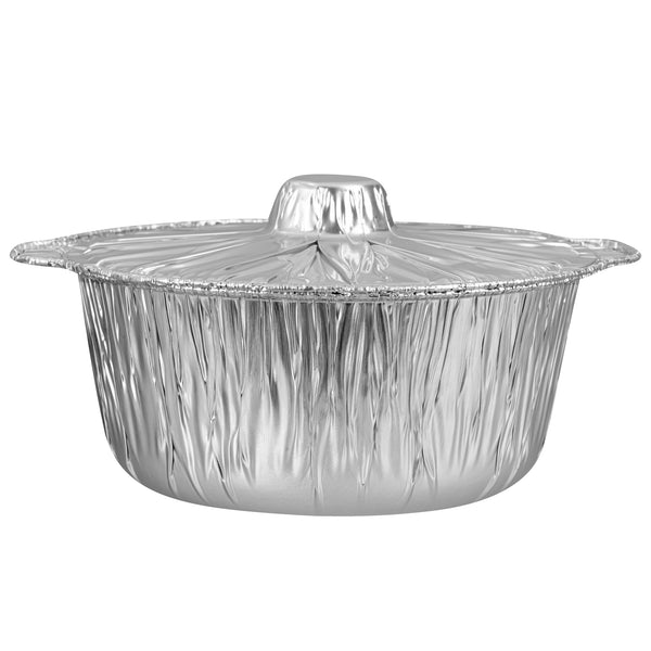 Restaurantware Foil Lux 4 Qt Aluminum Foil Pot - With Lid - 11 1/2" X 10 1/4" X 4 3/4" - 100 Count Box