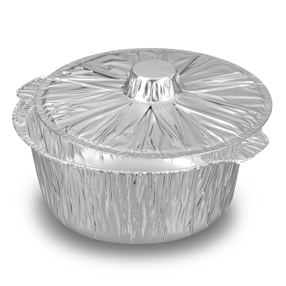 restaurantware Foil Lux 4 qt Aluminum Foil Pot - with Lid - 11 1/2" x 10 1/4" x 4 3/4" - 100 count box