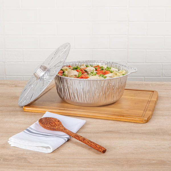 Restaurantware Foil Lux 6 Qt Aluminum Foil Pot - With Lid - 13 1/2" X 12" X 4 3/4" - 100 Count Box