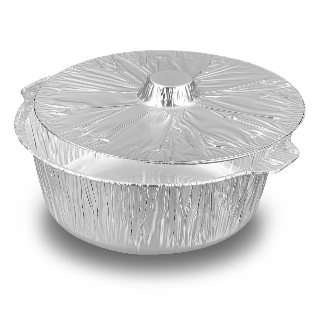 restaurantware Foil Lux 6 qt Aluminum Foil Pot - with Lid - 13 1/2" x 12" x 4 3/4" - 100 count box
