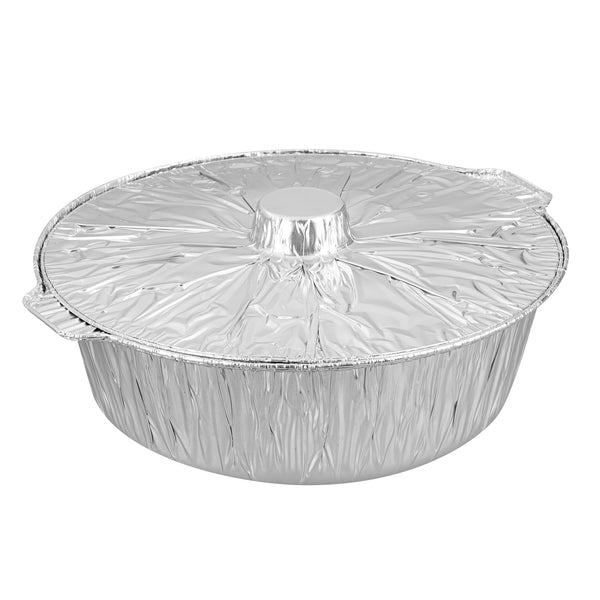 Restaurantware Foil Lux 8 Qt Aluminum Foil Pot - With Lid - 15 1/4" X 14" X 4 3/4" - 50 Count Box