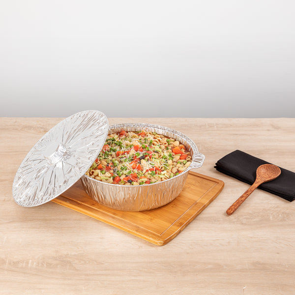 Restaurantware Foil Lux 8 Qt Aluminum Foil Pot - With Lid - 15 1/4" X 14" X 4 3/4" - 50 Count Box