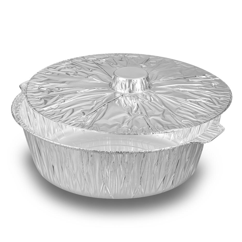 restaurantware Foil Lux 8 qt Aluminum Foil Pot - with Lid - 15 1/4" x 14" x 4 3/4" - 50 count box