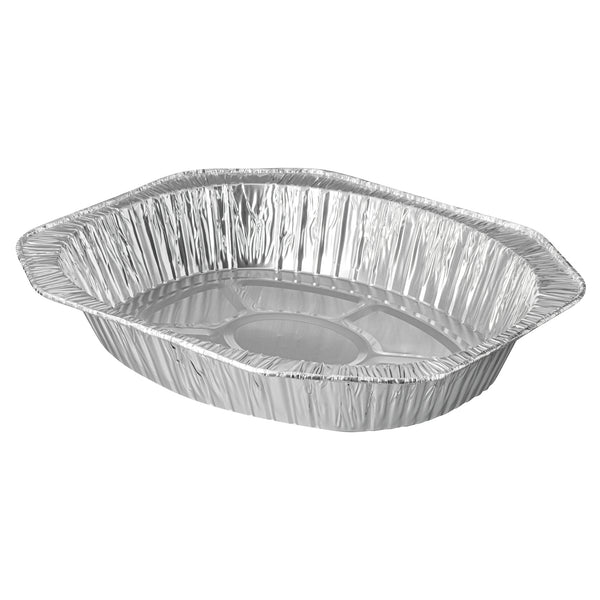 Restaurantware Foil Lux Oval Aluminum Foil Roast Pan - 17 1/2" X 14" X 3 1/4" - 50 Count Box