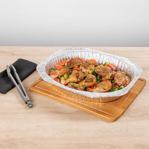 Restaurantware Foil Lux Oval Aluminum Foil Roast Pan - 17 1/2" X 14" X 3 1/4" - 50 Count Box