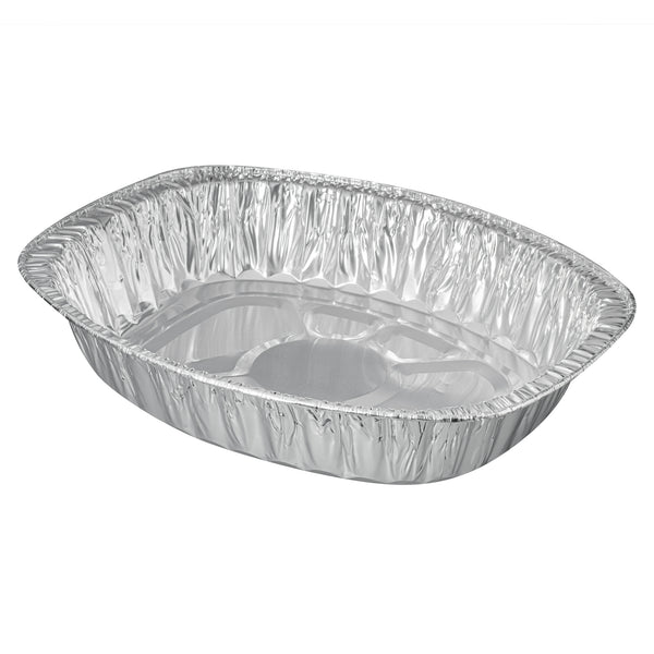 Restaurantware Foil Lux Oval Aluminum Foil Roast Pan - 18" X 14 1/4" X 3 1/4" - 50 Count Box