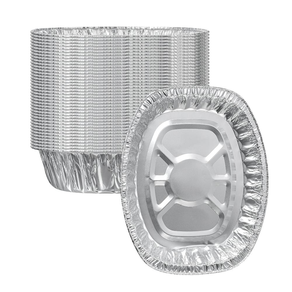 restaurantware Foil Lux Oval Aluminum Foil Roast Pan - 18" x 14 1/4" x 3 1/4" - 50 count box
