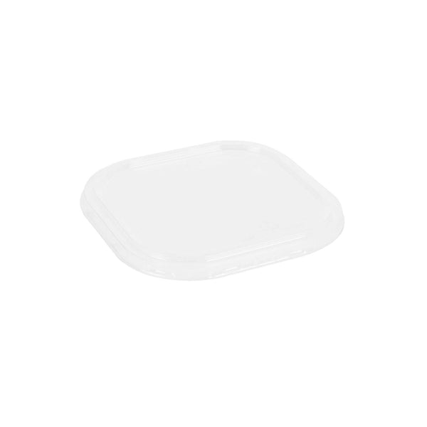 Restaurantware Foil Lux Square Clear Plastic Flat Lid - Fits 10 Oz Aluminum Baking Cup - 4 1/2" X 4 1/2" - 100 Count Box