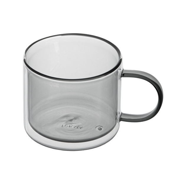 Restaurantware Forma Professional 11 Oz Gray Glass Coffee Mug - Double Wall Borosilicate With Handle - 3 1/2" X 3 1/2" X 3" - 12 Count Box