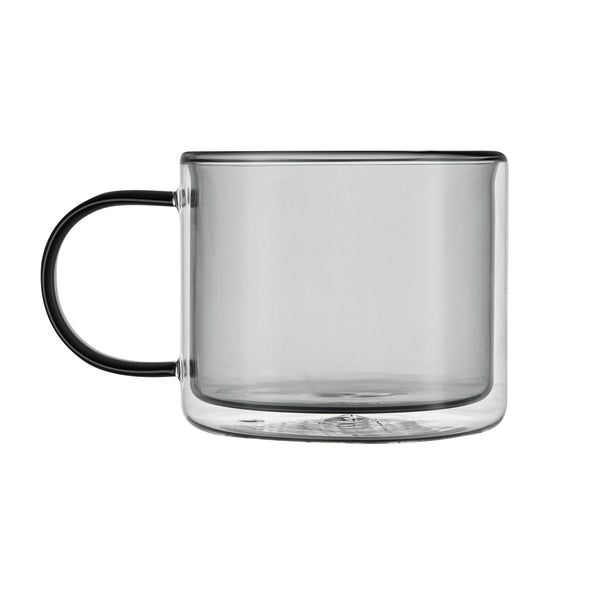 Restaurantware Forma Professional 11 Oz Gray Glass Coffee Mug - Double Wall Borosilicate With Handle - 3 1/2" X 3 1/2" X 3" - 12 Count Box