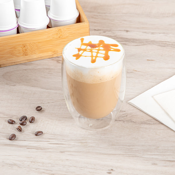 Restaurantware Forma Professional 12 Oz Coffee Cup - Double Wall Borosilicate - 3 1/4'' X 3 1/4'' X 4 3/4'' - 12 Count Box
