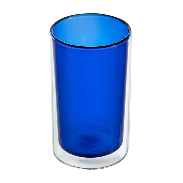Restaurantware Forma Professional 14 Oz Blue Glass Tumbler - Double Wall Borosilicate - 3 1/4" X 3 1/4" X 5 1/4" - 12 Count Box