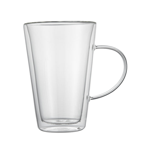 Restaurantware Forma Professional 14 Oz Glass Mug - Double Wall Borosilicate With Handle - 3 3/4" X 3 3/4" X 5 1/2" - 12 Count Box